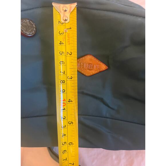 MZ Wallace Teal Nylon Drawstring Backpack Yellow Lining Leather Trim - Picture 15 of 16